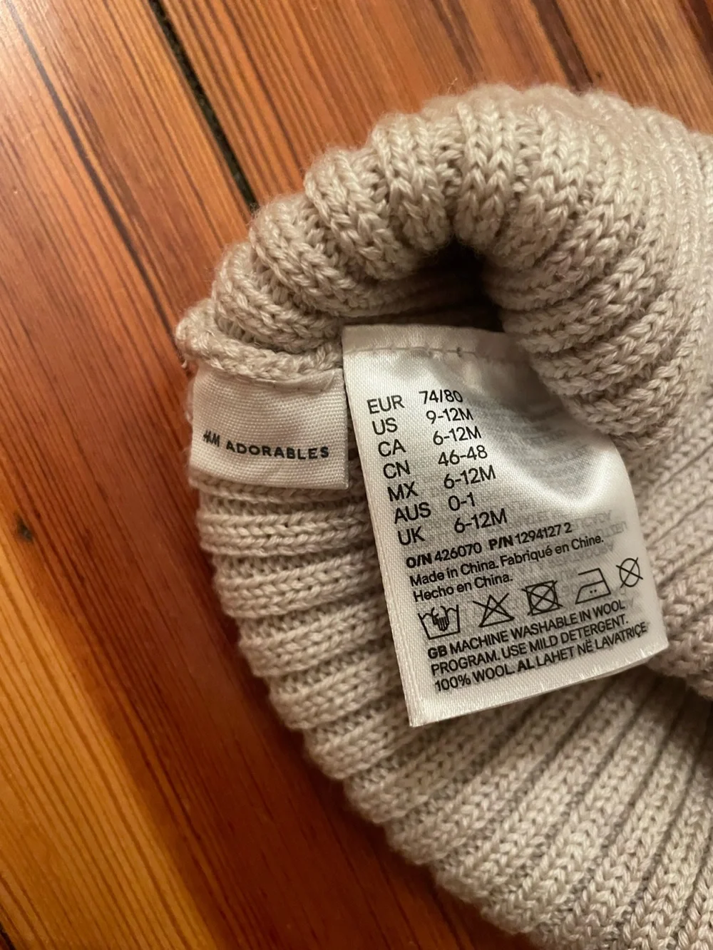 H&M 9-12M Wool Beanie